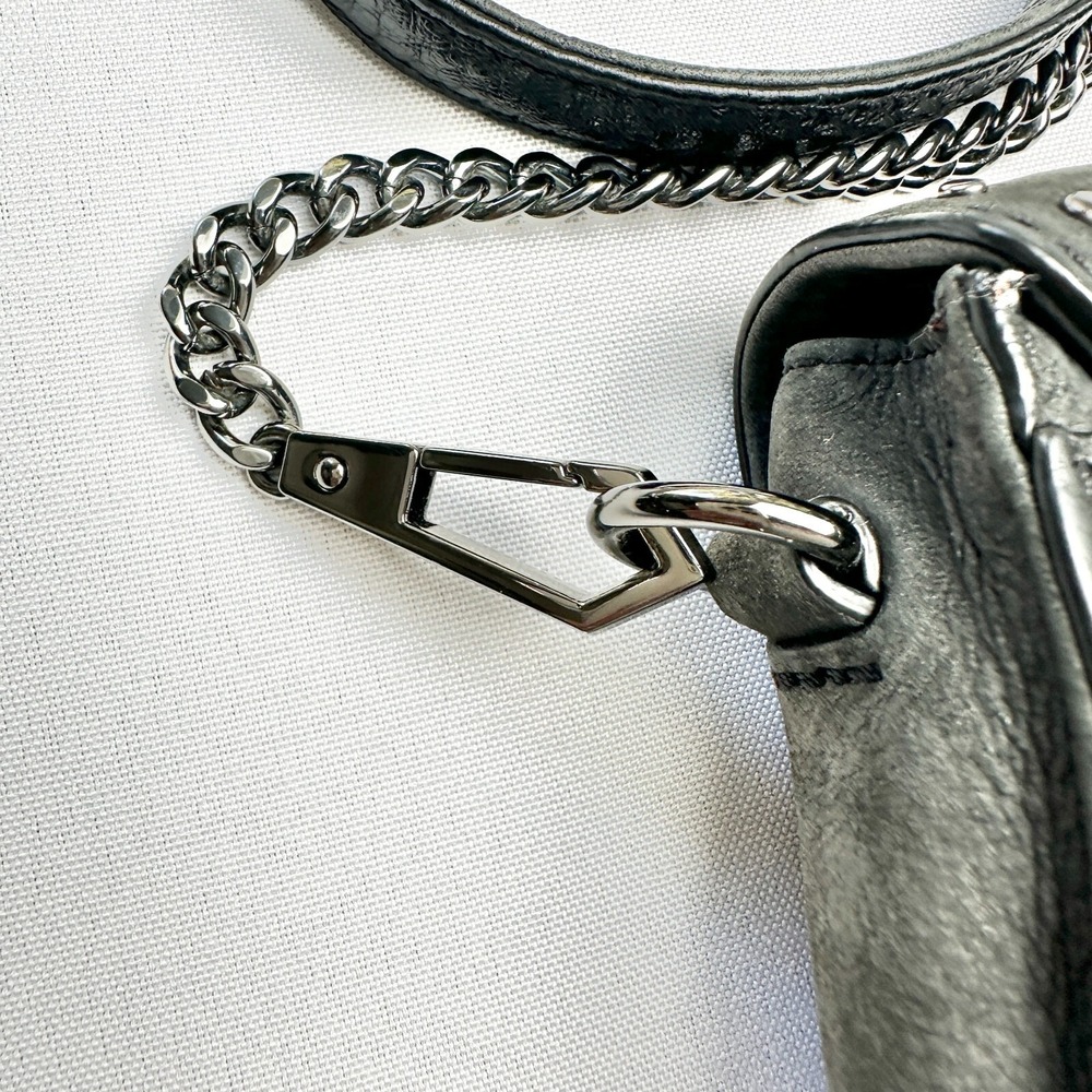 Rebecca Minkoff Purse S Charcoal Suede Studded Chain Crossbody Velvety‎ Baddie - Picture 7 of 16